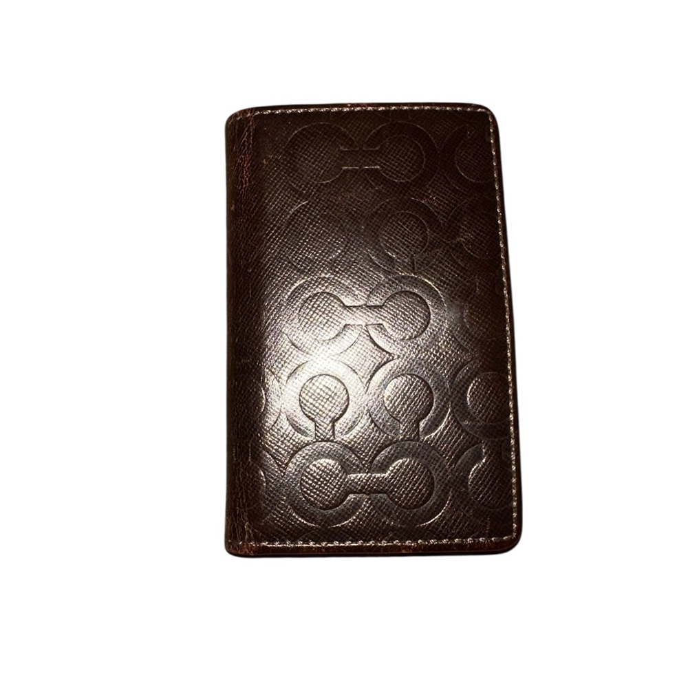 COACH Brown Embossed Leather Key Holder